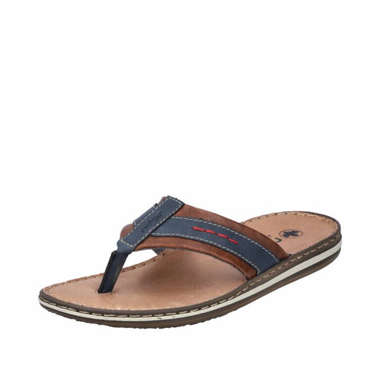 Rieker sandal blå herre. Modellen har tårem og er i en dejlig blød kvalitet. Flotte blå og brune detaljer.