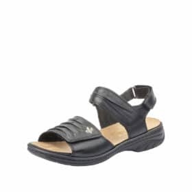 Rieker sandal dame i sort med velcro