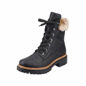 Varmt vinterstøvle til dame fra Rieker i sort med foer i sort skind
