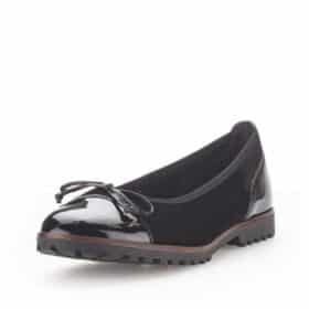 Gabor ballerinasko i sort med lak snude. Model: 0410037