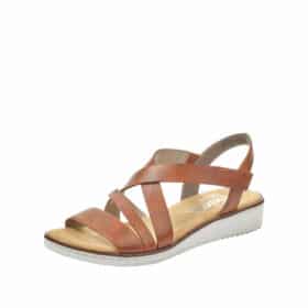 Rieker damesandal i brun med velcrorem og stødabsorberende sål