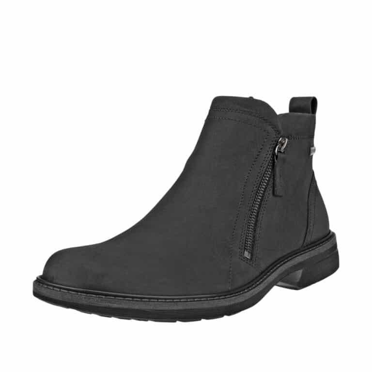 Ecco Turn vinterstøvle til herre i sort læder med varm uldforing og Gore-Tex