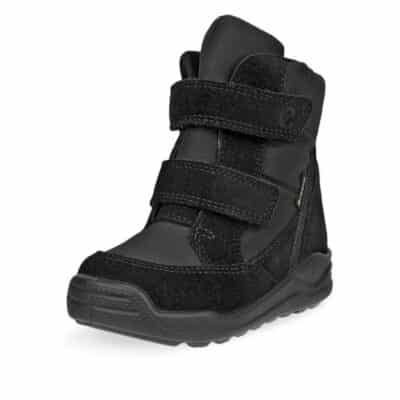 Ecco Urban Mini GTX støvle til børn i sort med GoreTEX og to velcroremme