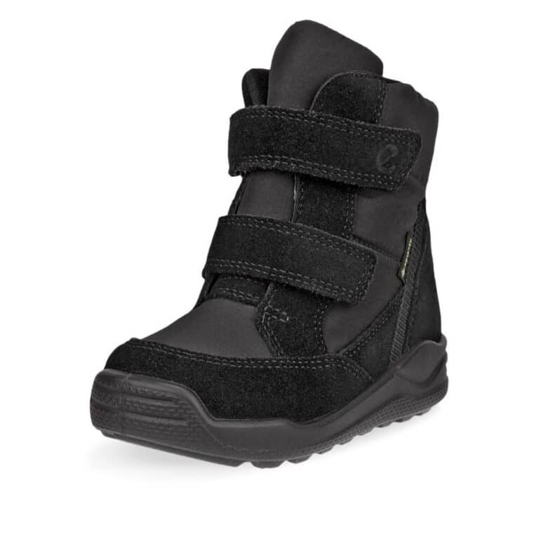 Ecco Urban Mini GTX støvle til børn i sort med GoreTEX og to velcroremme