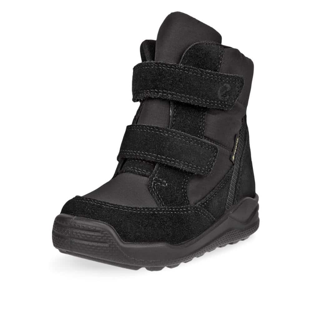 Ecco Urban Mini GTX støvle til børn i sort med GoreTEX og to velcroremme