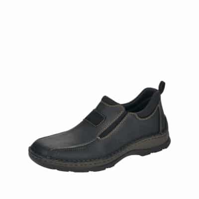 Rieker herresko i sort i skind med stødabsorberende sål