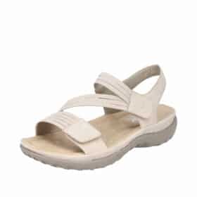 Rieker sandal i beige til dame med rem og velcro