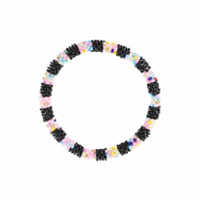 By Stær nepal armbånd i sort og lyserød kombi