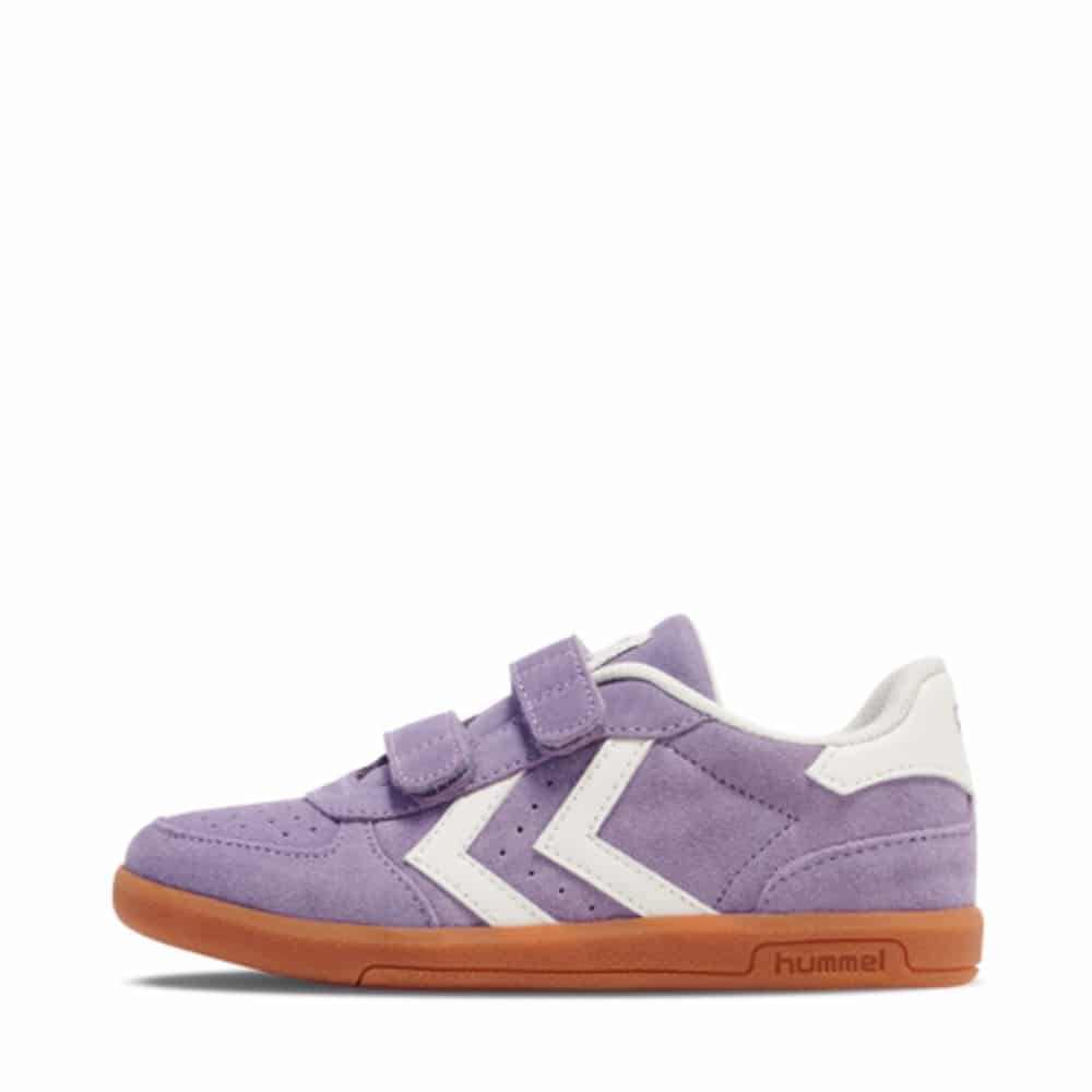 Hummel sneakers til børn i lilla med velcrolukning.
