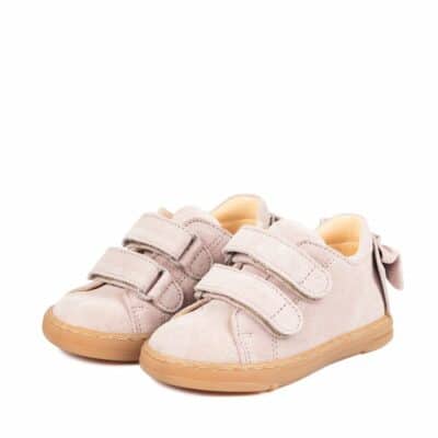 Angulus sko til børn i rosa med sløjfe detalje, lavet af skind