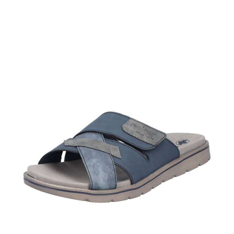 Rieker slenters sandal i flot blå farve med slip-on og justerbar velcro. Model: 24350-14