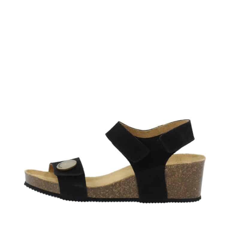 Cashott Casmette sandal til dame i sort skind med velcro