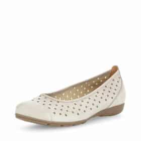 Gabor ballerinasko til dame i beige lavet af skind med huller på siden