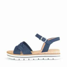 Gabor sandal til dame i blå med kilehæl og skindkvalitet