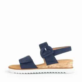 Gabor sandal til dame i blå med skindoverdel og velcroremme