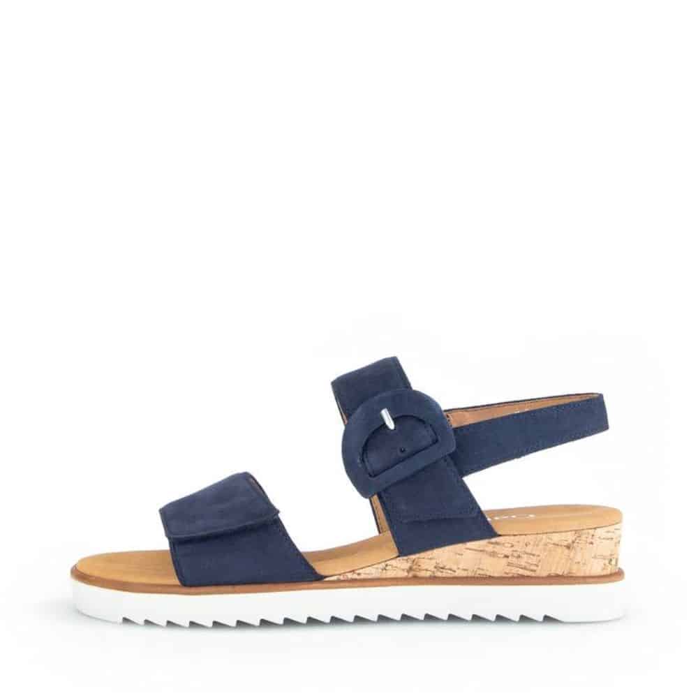Gabor sandal til dame i blå med skindoverdel og velcroremme
