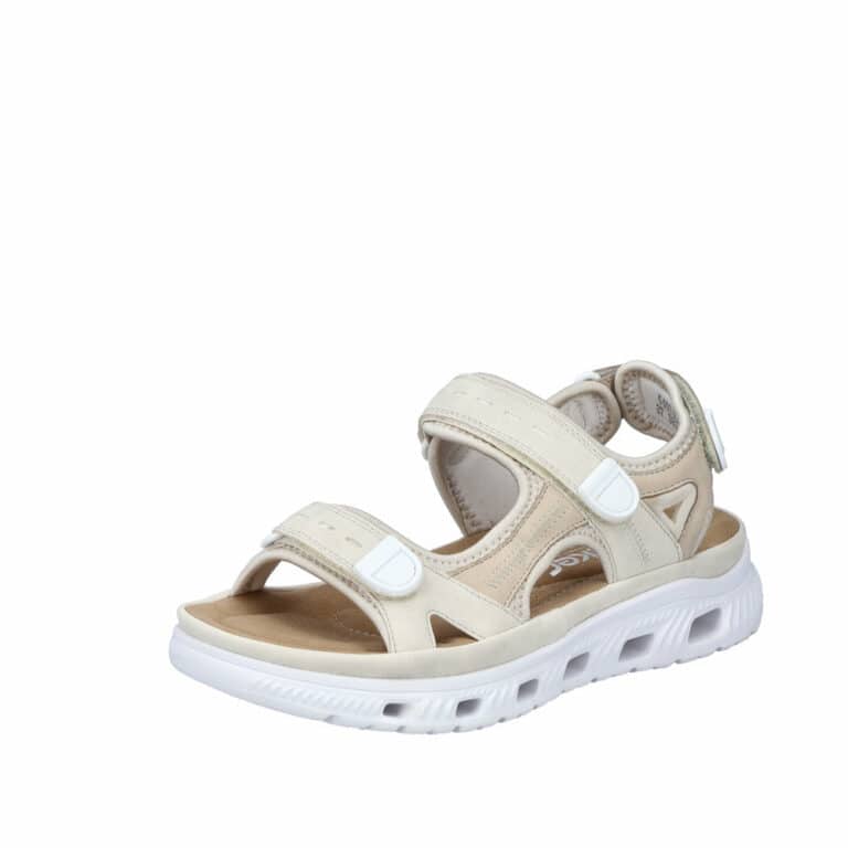 Rieker vandresandal til dame i beige med 3 velcrolukninger
