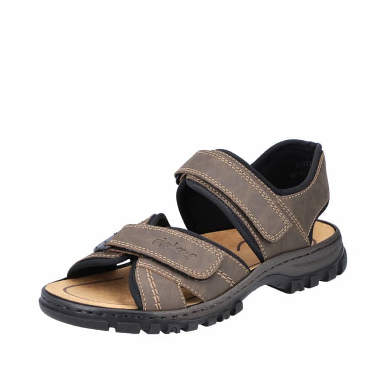 Rieker sandal i brun til herre med velcro og bred hælrem
