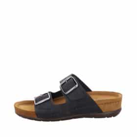 Rohde slenters til dame i sort med justerbare spænder og stødabsorberende såler.