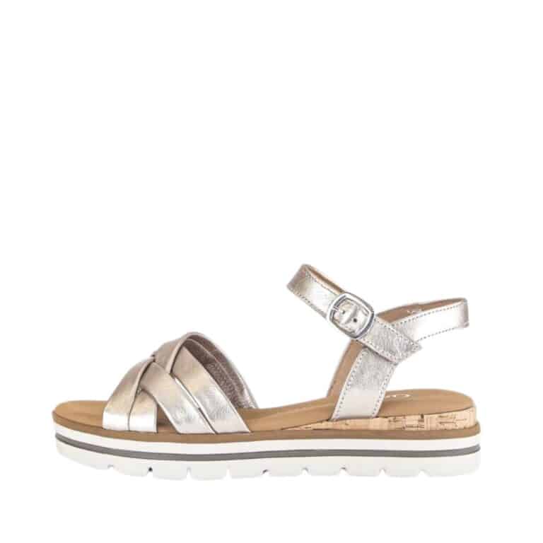 Gabor sandal til dame i rosa guld med velcro og kilehæl