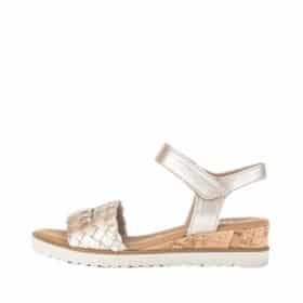 Gabor sandal til dame i guld med velcro og kilehæl