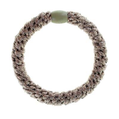 By Stær flettet hårelastik i taupe/bronze glitter til dame