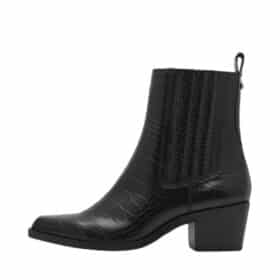 Tamaris støvle til dame i sort med elastik og lynlås samt blokhæl på 5 cm