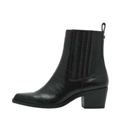 Tamaris støvle til dame i sort med elastik og lynlås samt blokhæl på 5 cm