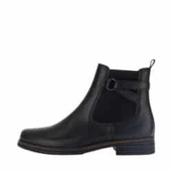 Gabor støvle til dame i sort skind med lynlås og elastik samt let foring