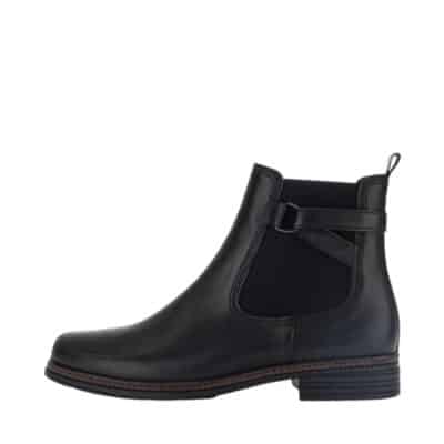 Gabor støvle til dame i sort skind med lynlås og elastik samt let foring