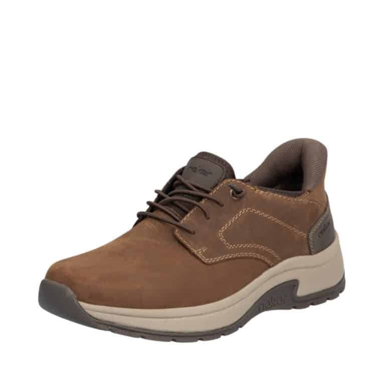 Rieker Ready 2 Go sneakers til herre i brun ruskind med ekstra bredde H og udtagelig indersål
