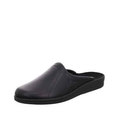 Rohde hjemmesko til herre i sort skind med blød indersål samt let og fleksibel ydersål