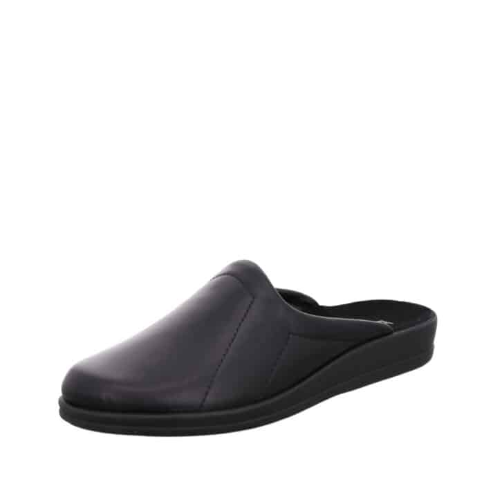 Rohde hjemmesko til herre i sort skind med blød indersål samt let og fleksibel ydersål