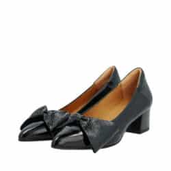 Angulus pumps dame i sort med elegant sløjfe og blokhæl på 5 cm