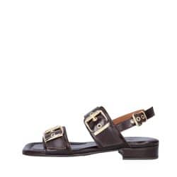 Billi bi sandal til dame i brunt skind med justerbare spænder samt en lille diskret hæl