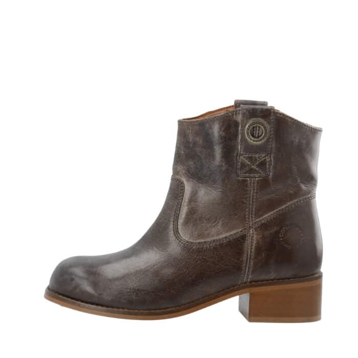 Cashott Casvilma Warm Pull On Low Cut støvle til dame i brun med skindoverdel og varm foring samt blokhæl på 4,5 cm og firkantet snude