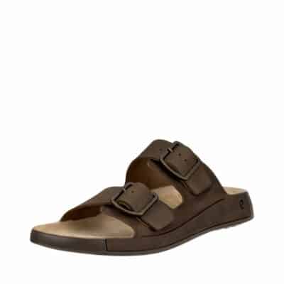 Ecco sandal til herre i brun med justerbare spænder og nubuck læder