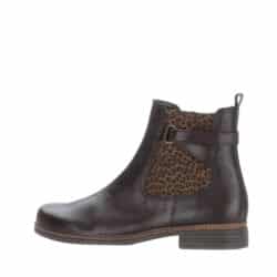 Gabor støvle til dame i mørkebrun med skindoverdel og udtagelig sål samt elastik og lynlås