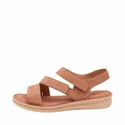 Relaxshoe sandal til dame i beige skind, med to velcroremme