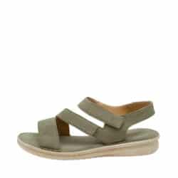 Relaxshoe sandal til dame i grøn, lavet af 100% skind med to velcroremme