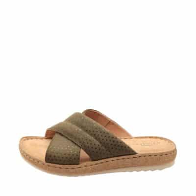 Relaxshoe sandal til dame i grøn med 100% skindkvalitet og krydsrem med flotte detaljer