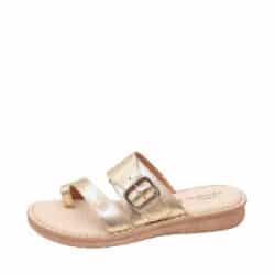 Relaxshoe sandal til dame i guld, med 100% skind og tårem