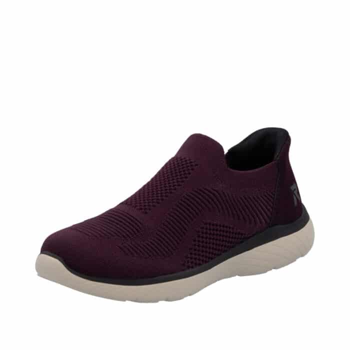 Rieker Ready 2 Go sko til dame i bordeaux, med fast hælkappe og memosoft-sål