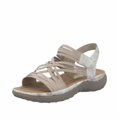Rieker sandal til dame i beige, med elastik og velcro