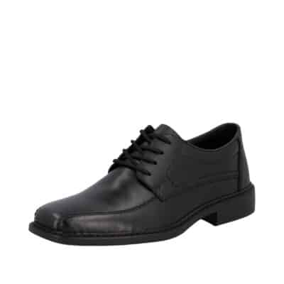 Rieker sko til herre i sort skind med snørebånd og ekstra bredde H samt stødabsorbering