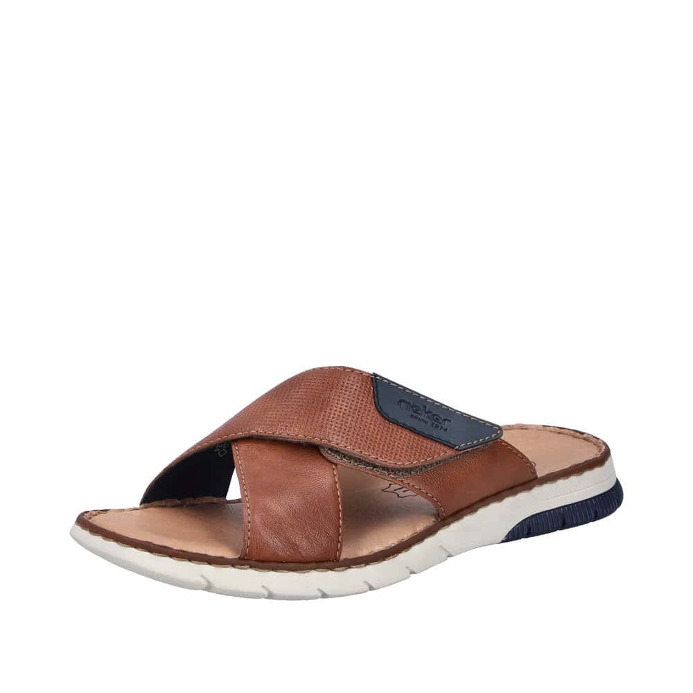 Rieker sandal til herre i brun med justerbar velcro