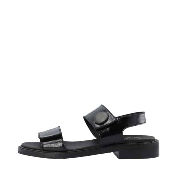 Cashott Casgrace sandal til dame i sort lak, lavet af skind med blokhæl på 3,5 cm.