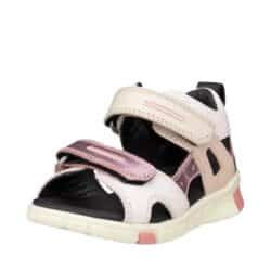 Ecco Mini Stride sandal til børn i rosa, lavet af 100% skind med velcro