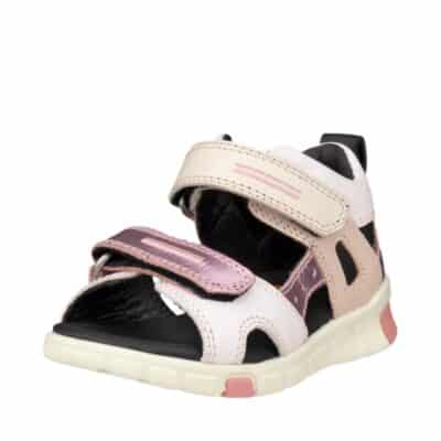 Ecco Mini Stride sandal til børn i rosa, lavet af 100% skind med velcro
