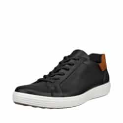 Ecco Soft 7 M sneakers til herre i sort læder. Slip on sko som tages på uden brug af hænder
